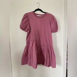 English Factory pink puff sleeve dress size large